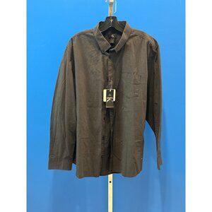 Calvin Klein Mens Black Check Long Sleeve Button-Up Shirt XL
